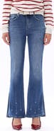 Bayeas Print Split Hem Mid Rise Flare Jeans
