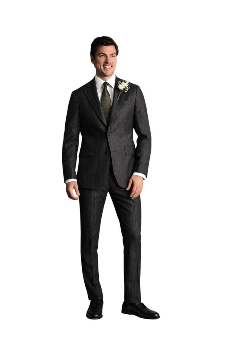Slim Fit Italian Flannel Suit Jacket, Alternate, color, Charcoal Grey