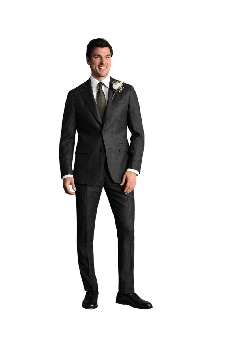 Charles Tyrwhitt Slim Fit Italian Flannel Suit Jacket, Alternate, color, Charcoal Grey