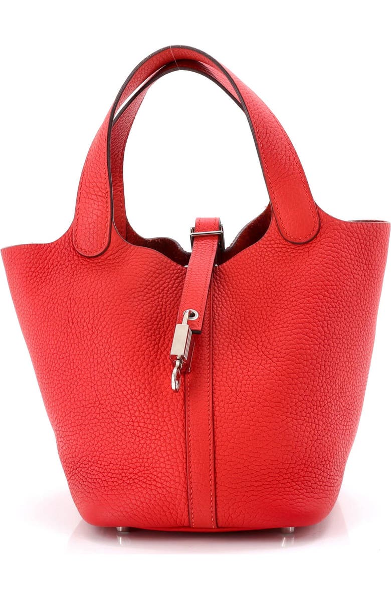 Pre-Owned Hermes Picotin Lock Bag Clemence PM, Main, color, Rouge Tomate