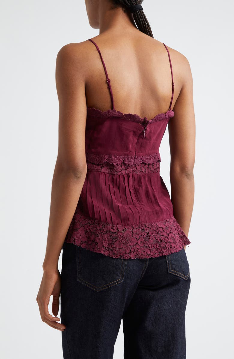 FARM Rio Lace Trim Pintuck Satin Camisole, Alternate, color,