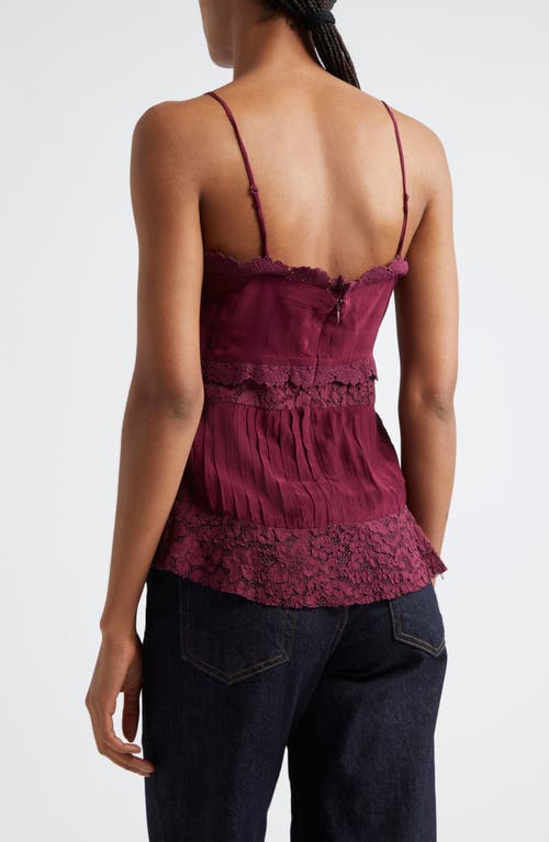 Farm Rio Lace Trim Pintuck Satin Camisole In Purple