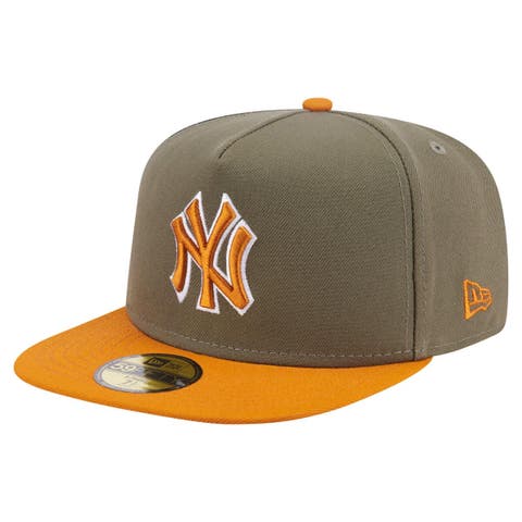 Men's New Era Olive/Orange New York Yankees Two-Tone Color Pack A-Frame 59FIFTY Fitted Hat