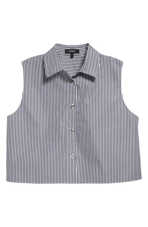 Theory Cropped Shirt In Navy Multi - G2s