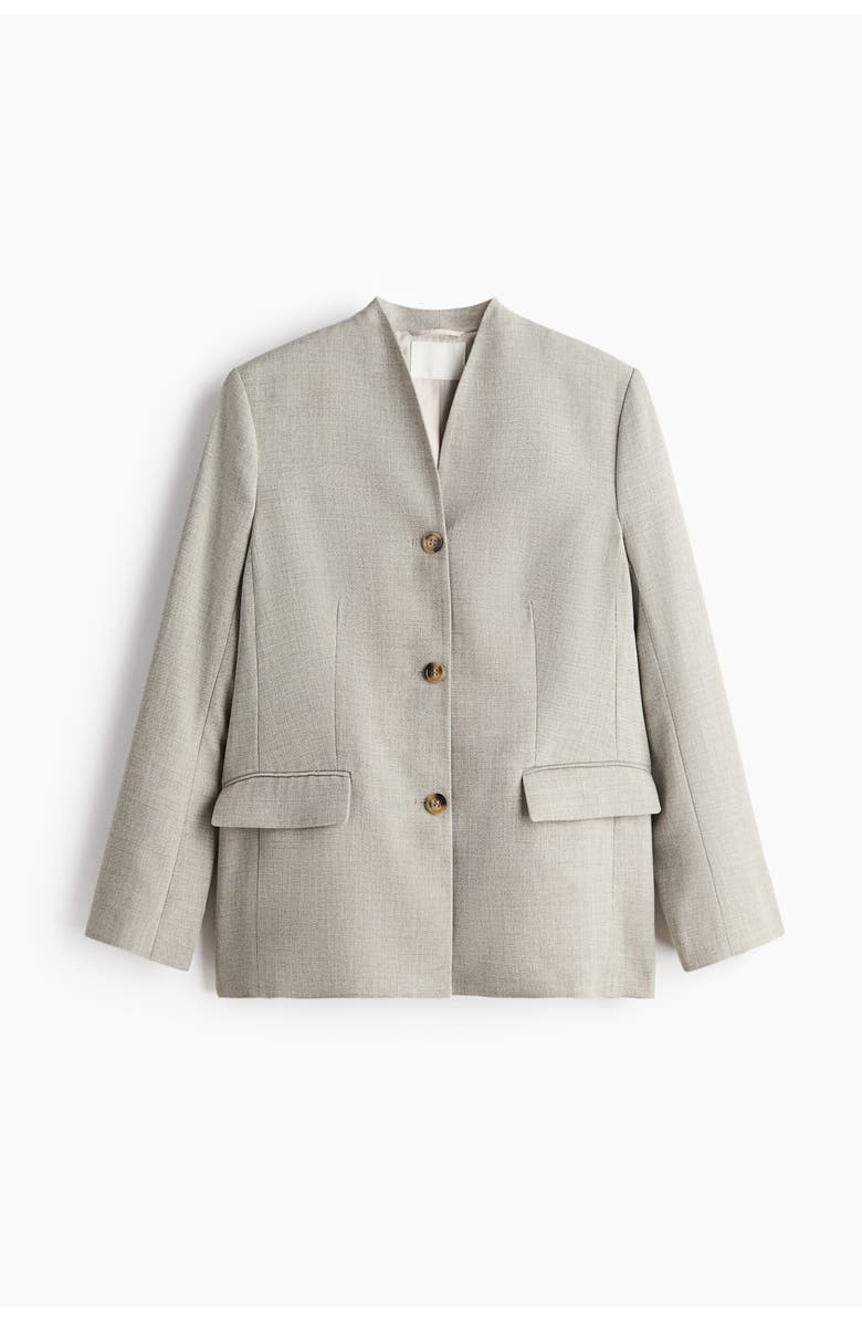 H&M Lapelless Blazer, Alternate, color, Beige