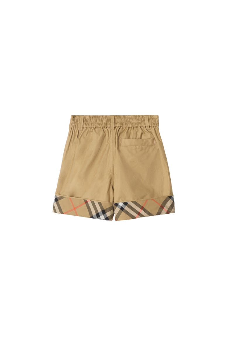 Check Turn-up Cotton Shorts, Alternate, color, Sand beige
