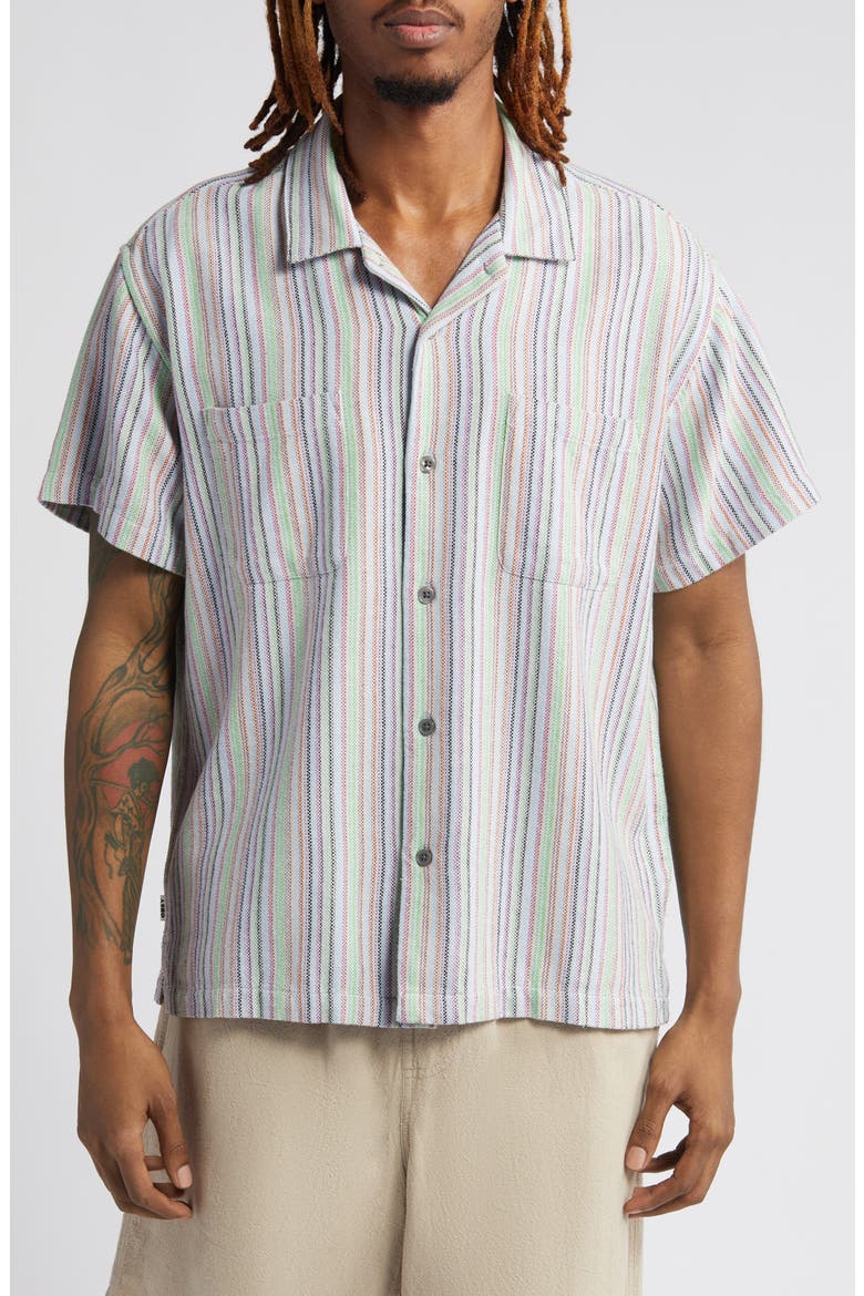 Talby Stripe Oxford Cloth Camp Shirt, Main, color, HYDRANGEA MULTI