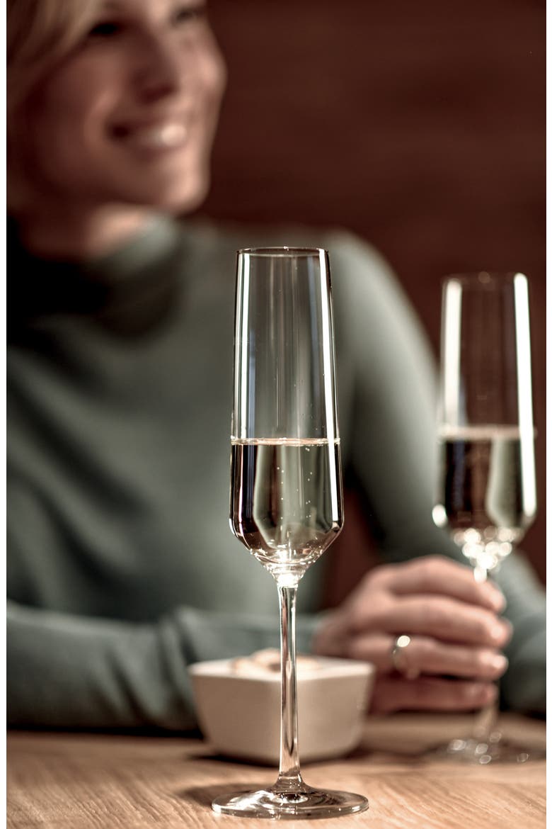 Set of 2 Pure Champagne Flutes, Alternate, color, CLEAR