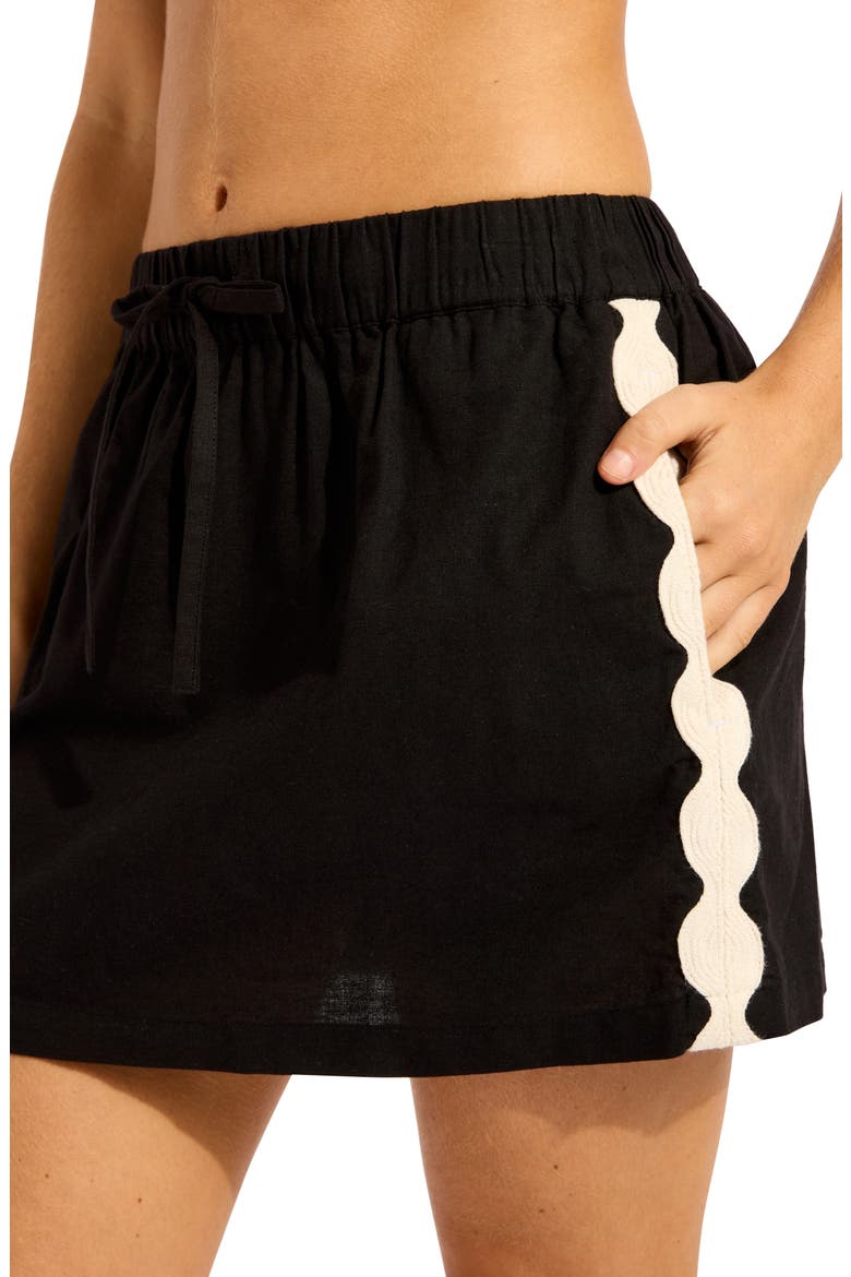 Cotton Blend Cover-Up Miniskirt, Alternate, color, BLACK