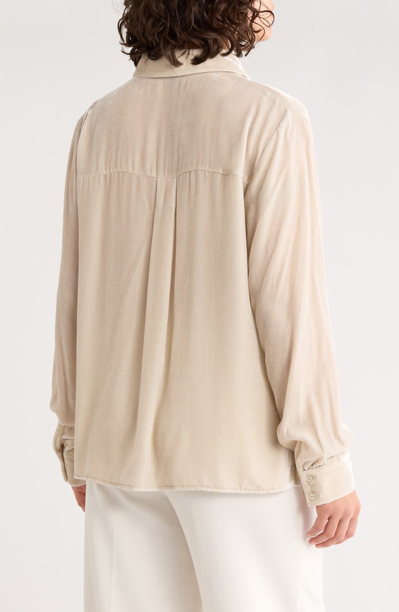 Eileen Fisher Classic Collar Easy Velvet Button-Up Shirt, Alternate, color, Almond