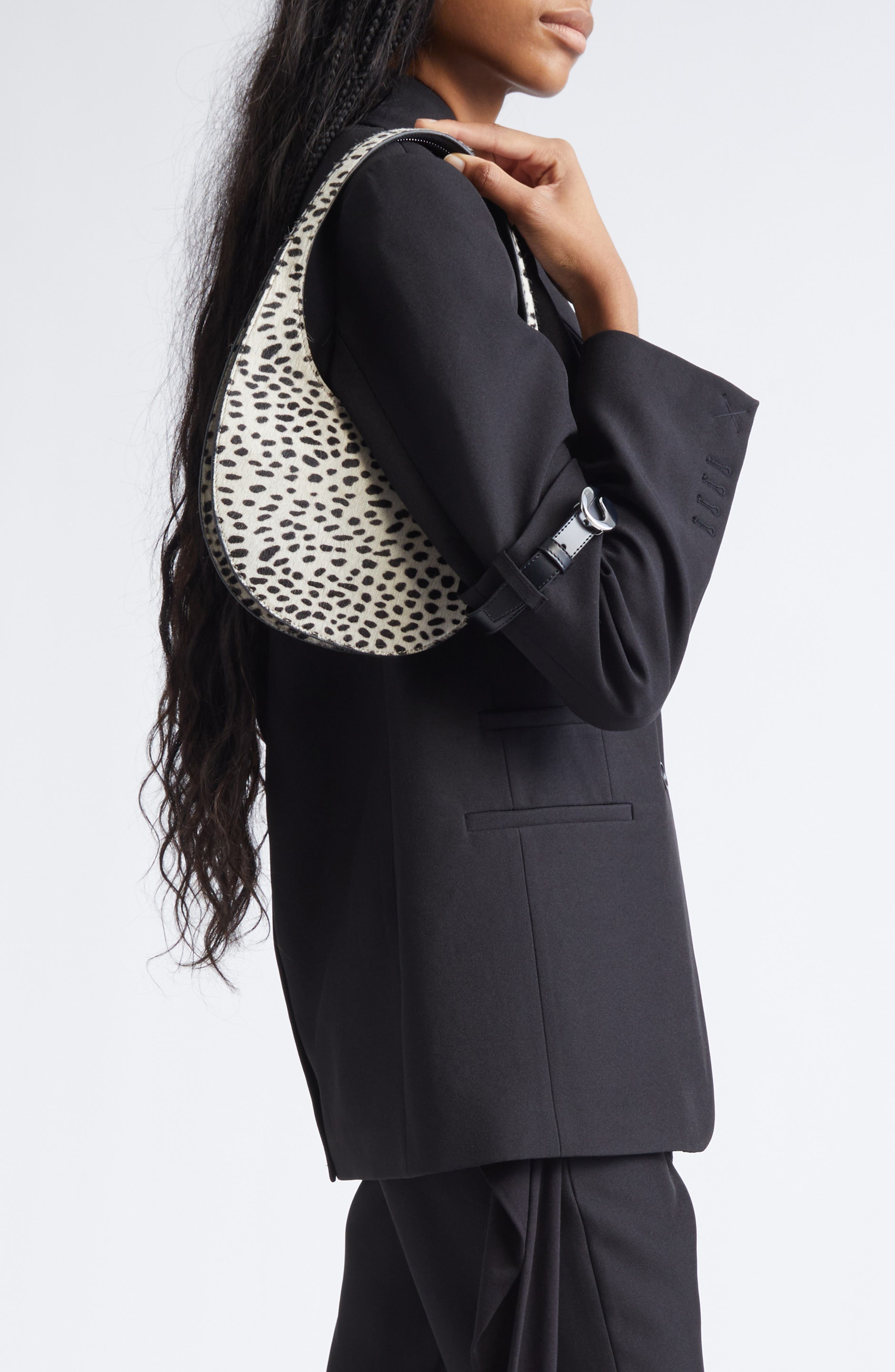 Coperni Soft Swipe Genuine Calf Hair Shoulder Bag, Alternate, color, White-Black Print