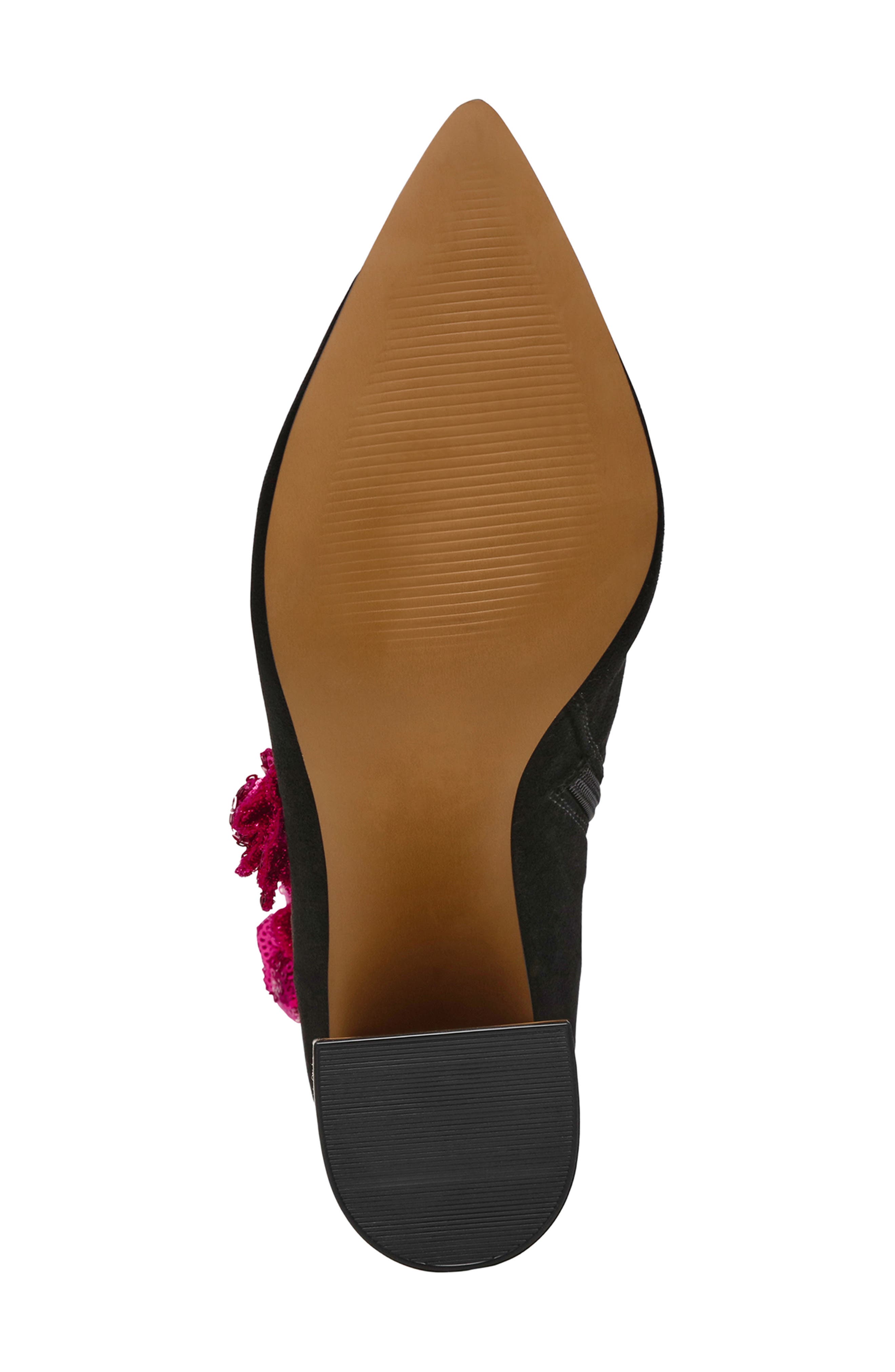 Betsey Johnson Finlee Sequin Flower Pointed Toe Bootie, Alternate, color, 