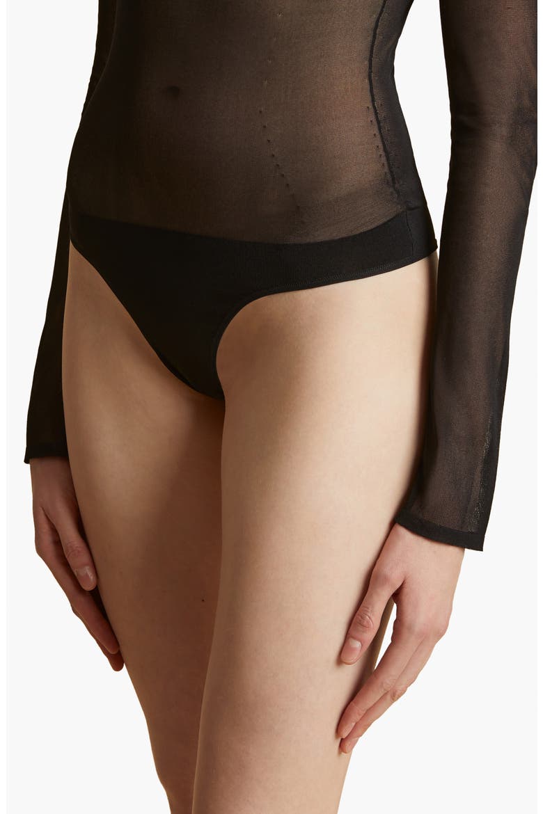 Tallin Sheer Turtleneck Bodysuit, Alternate, color, BLACK