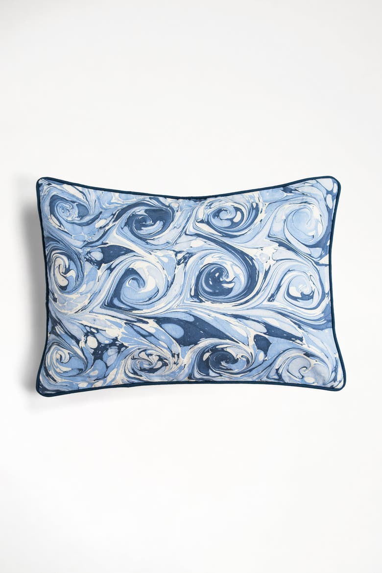 Ocean Wave Hand-Marbled Pillow - Cover Only, Main, color, Ocean
