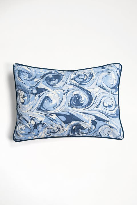 Ocean Wave Hand-Marbled Pillow - Cover + Insert
