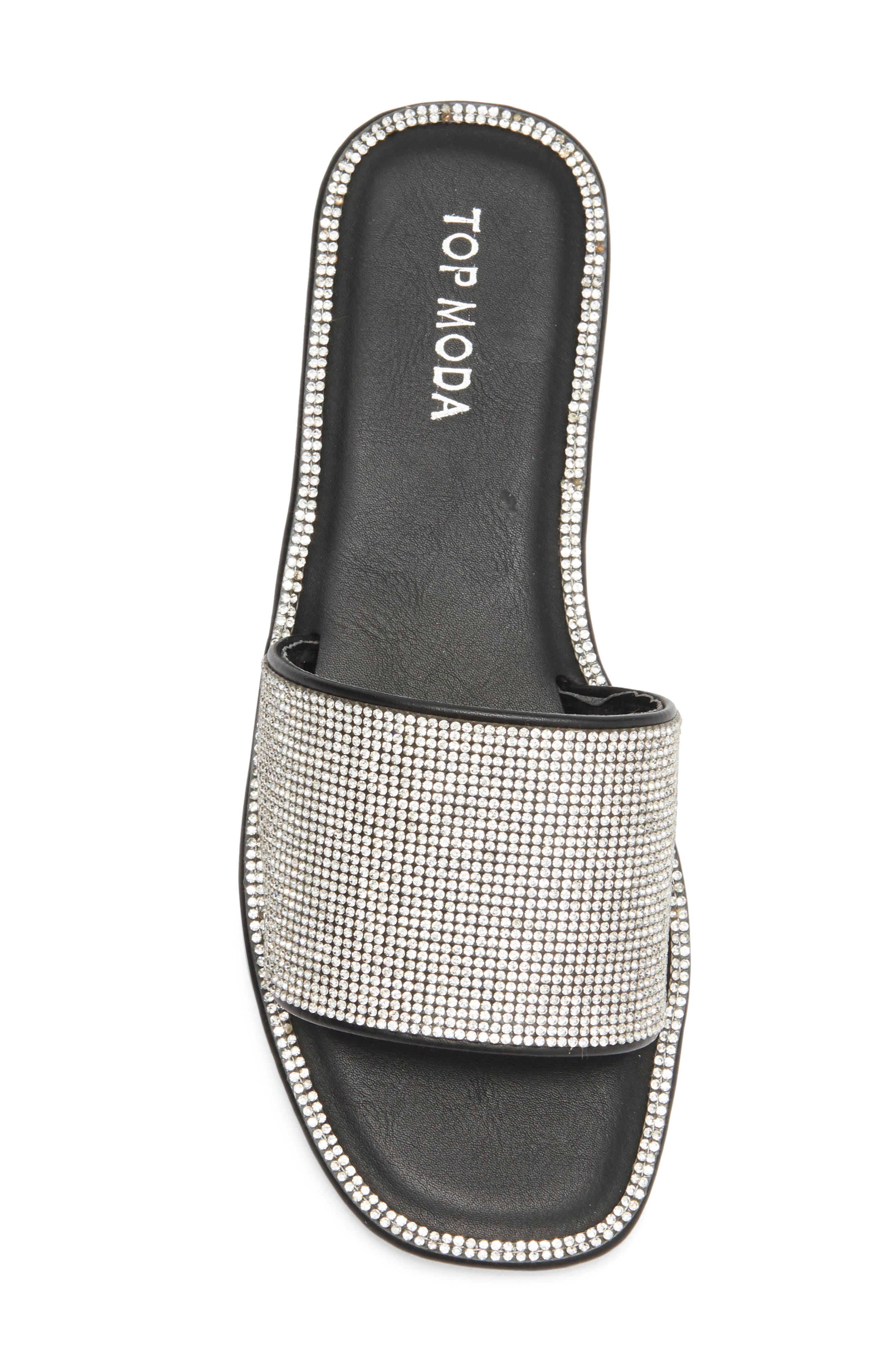 TOP MODA Medusa Slide Sandal, Alternate, color, Black Pu