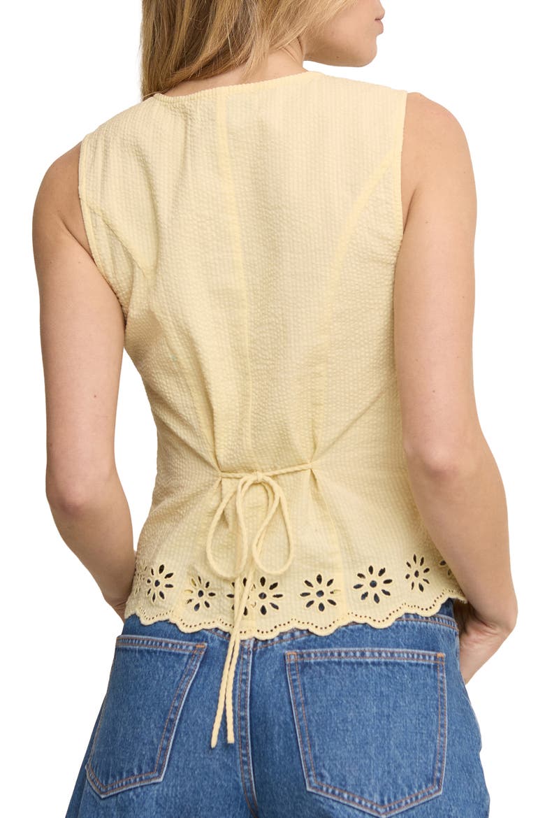 Lindy Cotton Seersucker Eyelet Detail Vest, Alternate, color, YELLOW
