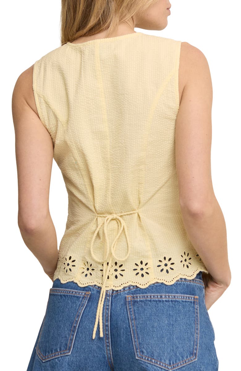 Nobody's Child Lindy Cotton Seersucker Eyelet Detail Vest, Alternate, color, Yellow
