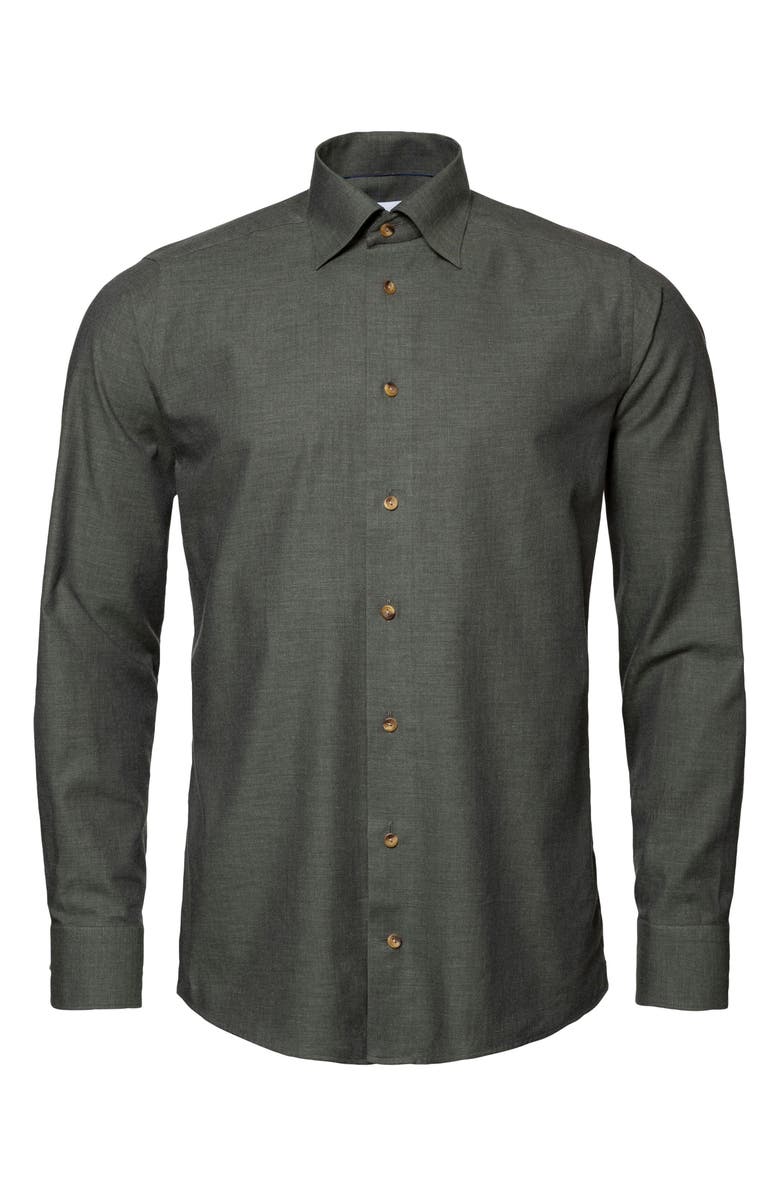 Eton Contemporary Fit Herringbone Flannel Cotton Shirt, Alternate, color,