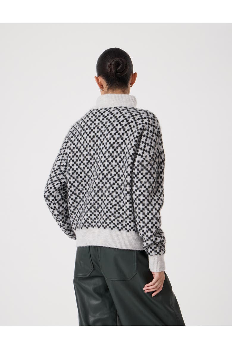 Juno Quarter Zip Mono Jacquard Jumper, Alternate, color, Light Grey Marl