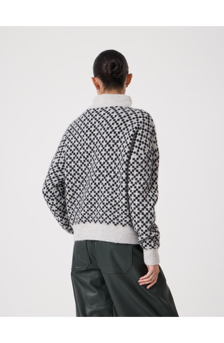 Hush Juno Quarter Zip Mono Jacquard Jumper, Alternate, color, Light Grey Marl