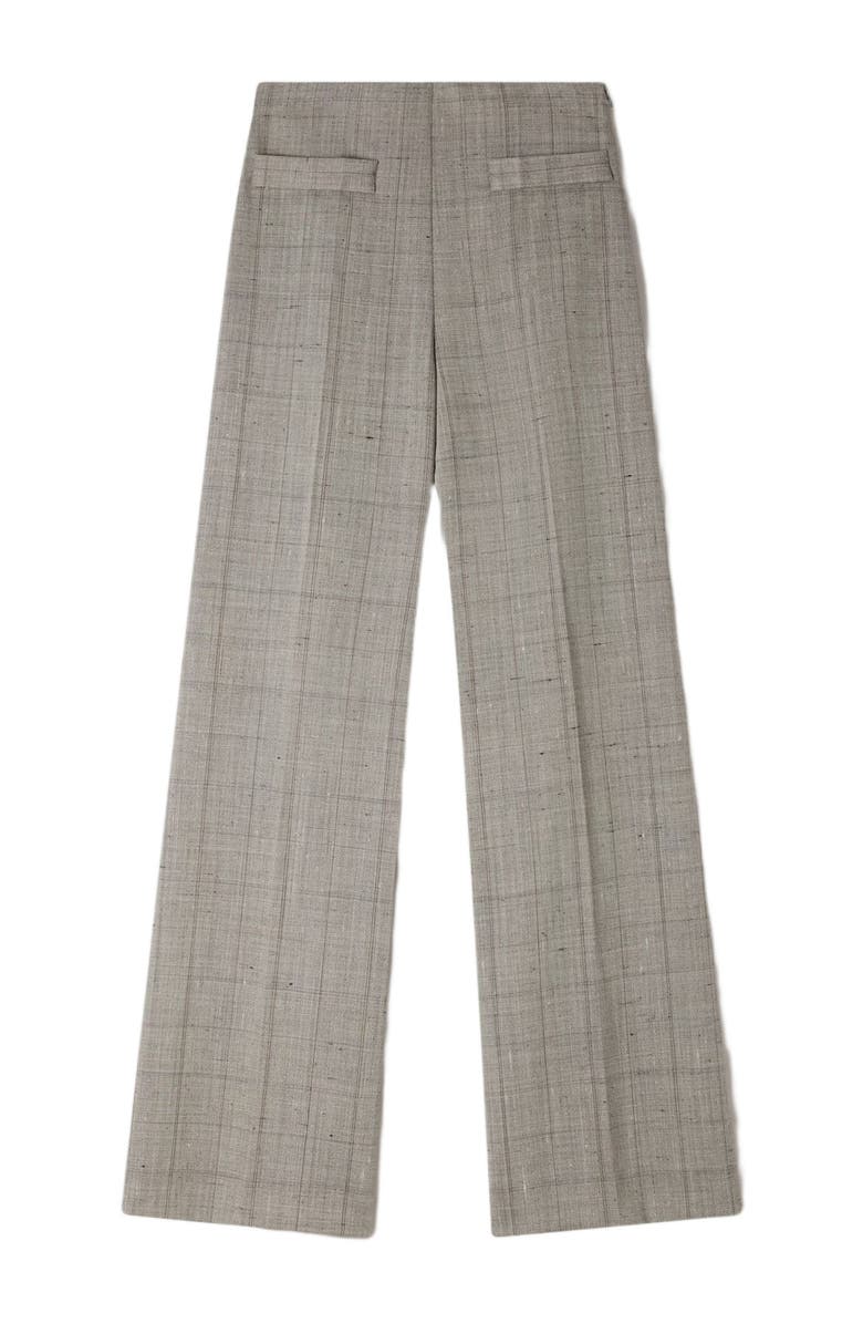 SANDRO Wide-leg check wool trousers, Alternate, color, Greige