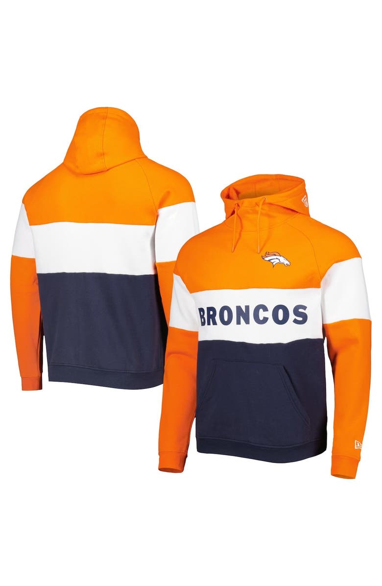 New Era Men's New Era Navy Denver Broncos Colorblock Current Pullover Hoodie, Main, color, 
