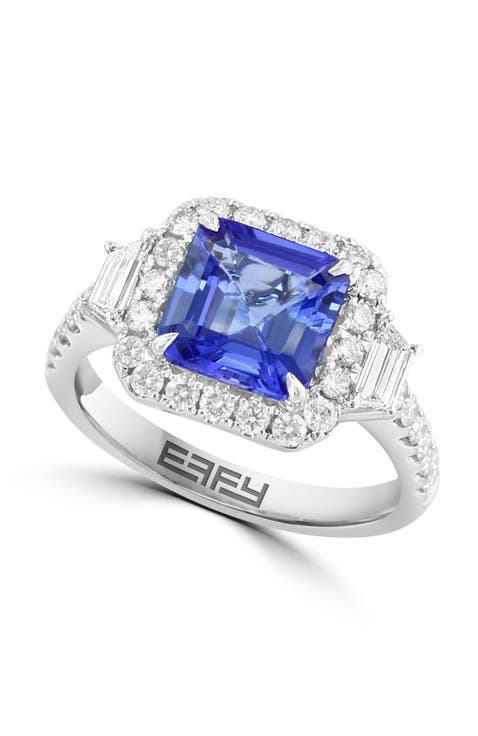 Tanzanite Halo Ring in 14K White Gold
