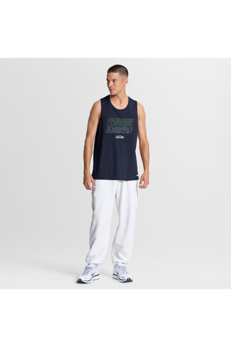 Men's Nike College Navy Seattle Seahawks Kickoff Miler Dri-FIT Tank​ Top, Alternate, color, College Navy