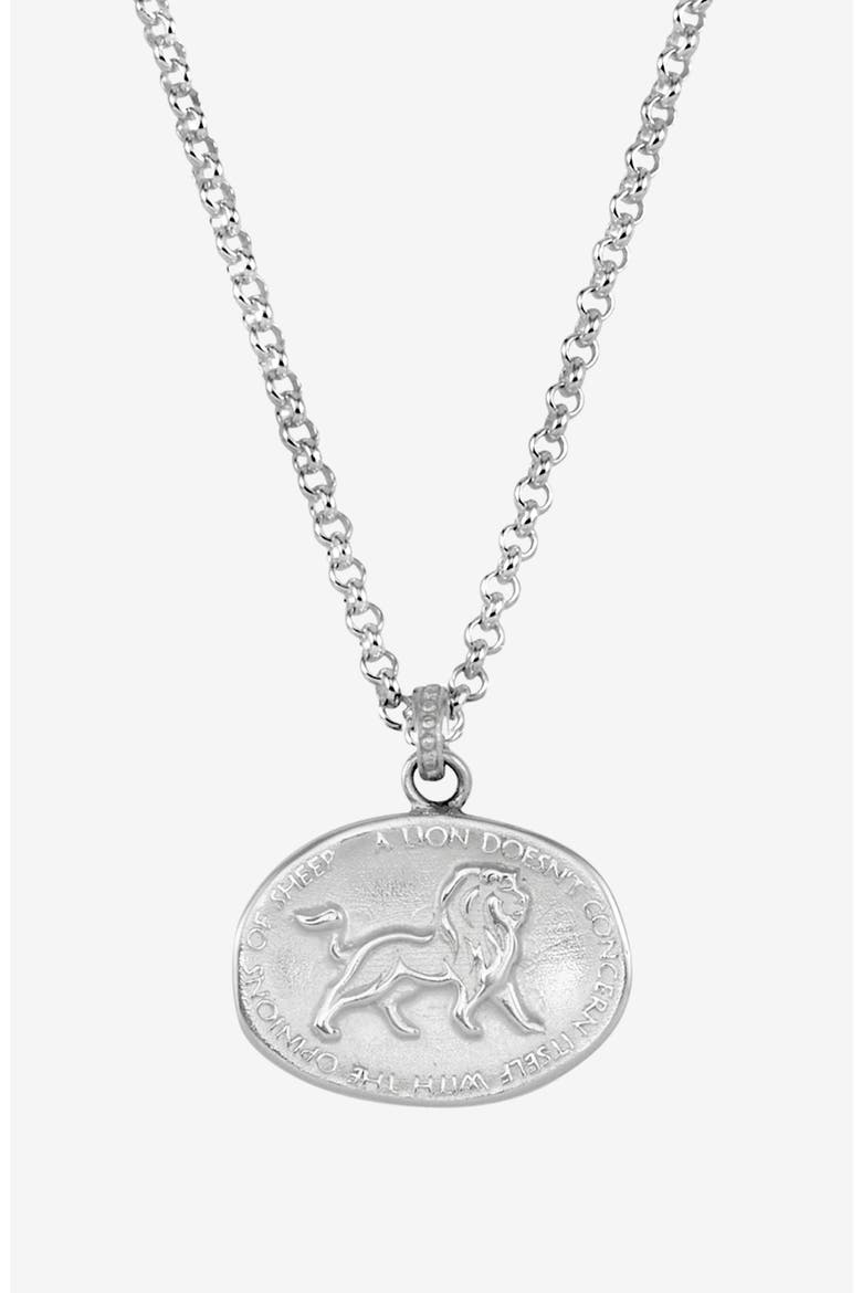 Men's Inspiring Lion Talisman Necklace, Main, color, Sterling Silver