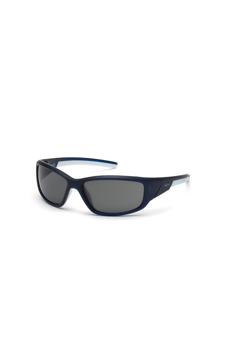 Wide Wraparound Sport Polarized Sunglasses, Main, color, Matte Blue / Smoke