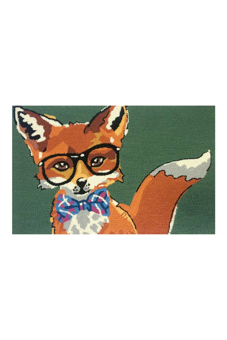 Dapper Fox Door Mat, Main, color, GREEN MULTI