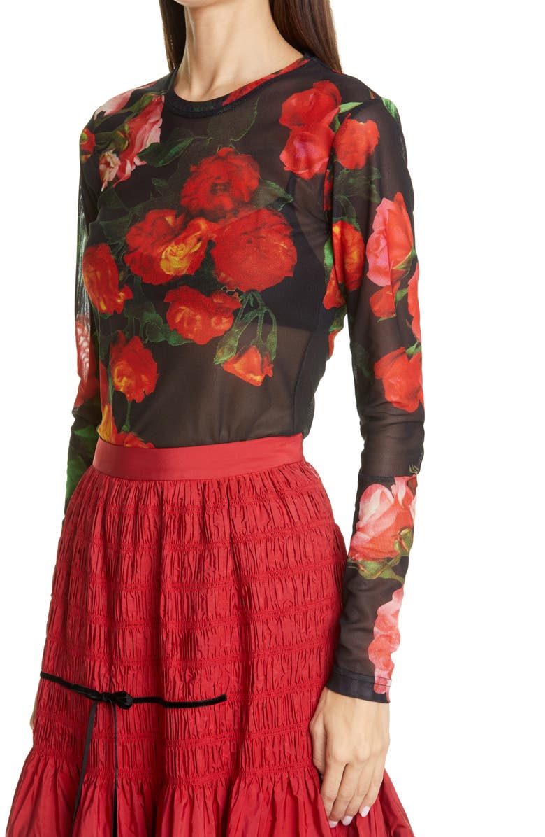 Molly Goddard Freddie Floral Print Mesh T-Shirt, Alternate, color, 