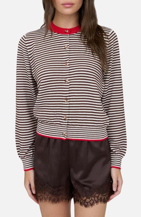 Stripe Crewneck Cardigan