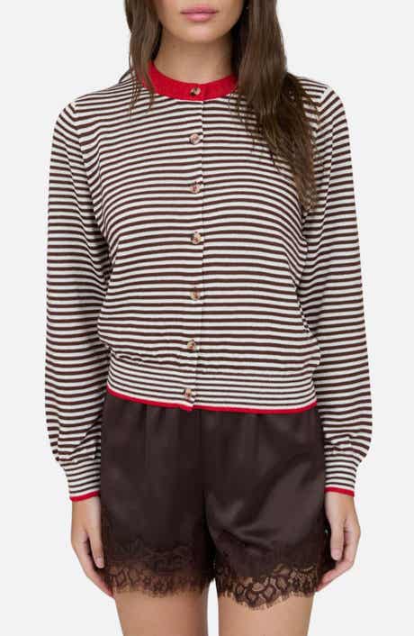 Stripe Crewneck Cardigan