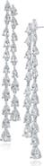 CZ by Kenneth Jay Lane Pear Cut Cubic Zirconia Double Row Drop Earrings