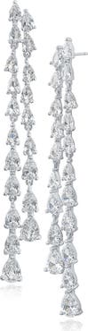 CZ by Kenneth Jay Lane Pear Cut Cubic Zirconia Double Row Drop Earrings