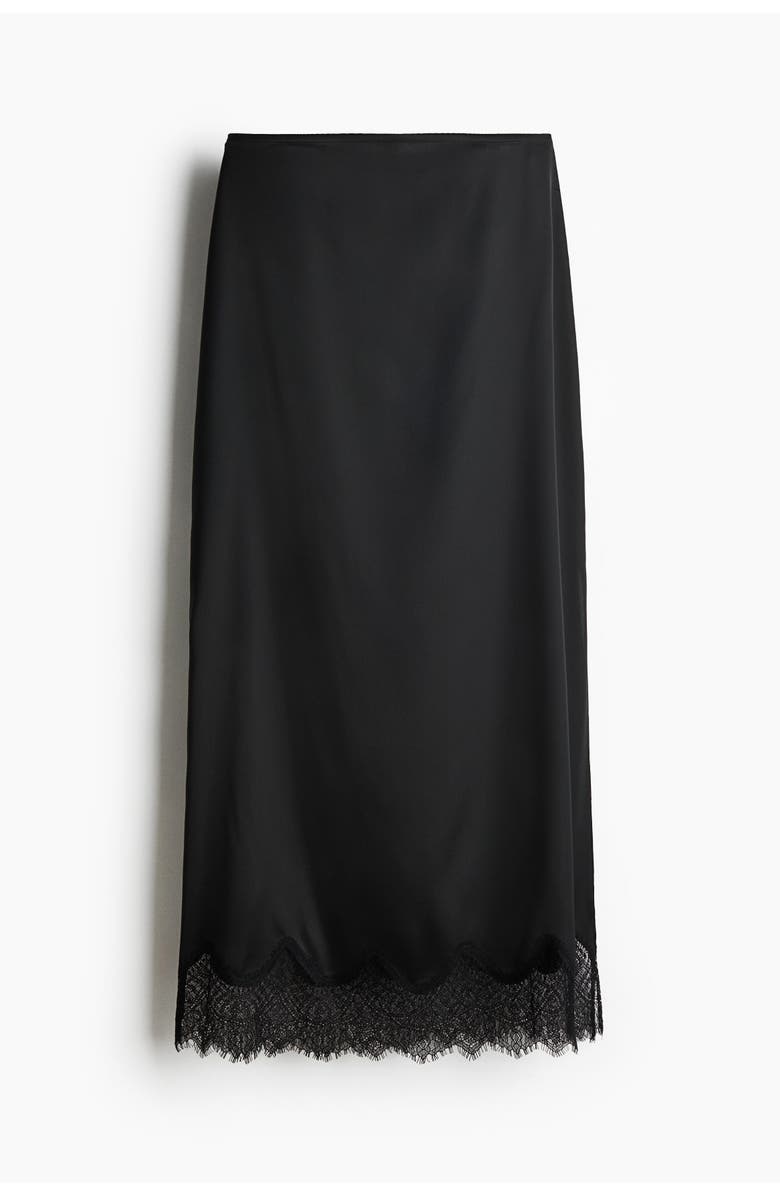 H&M Lace-trimmed Satin Skirt, Main, color, 