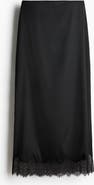 H&M Lace-trimmed Satin Skirt