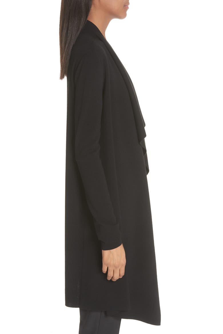 Draped Wool Cardigan, Alternate, color, BLACK