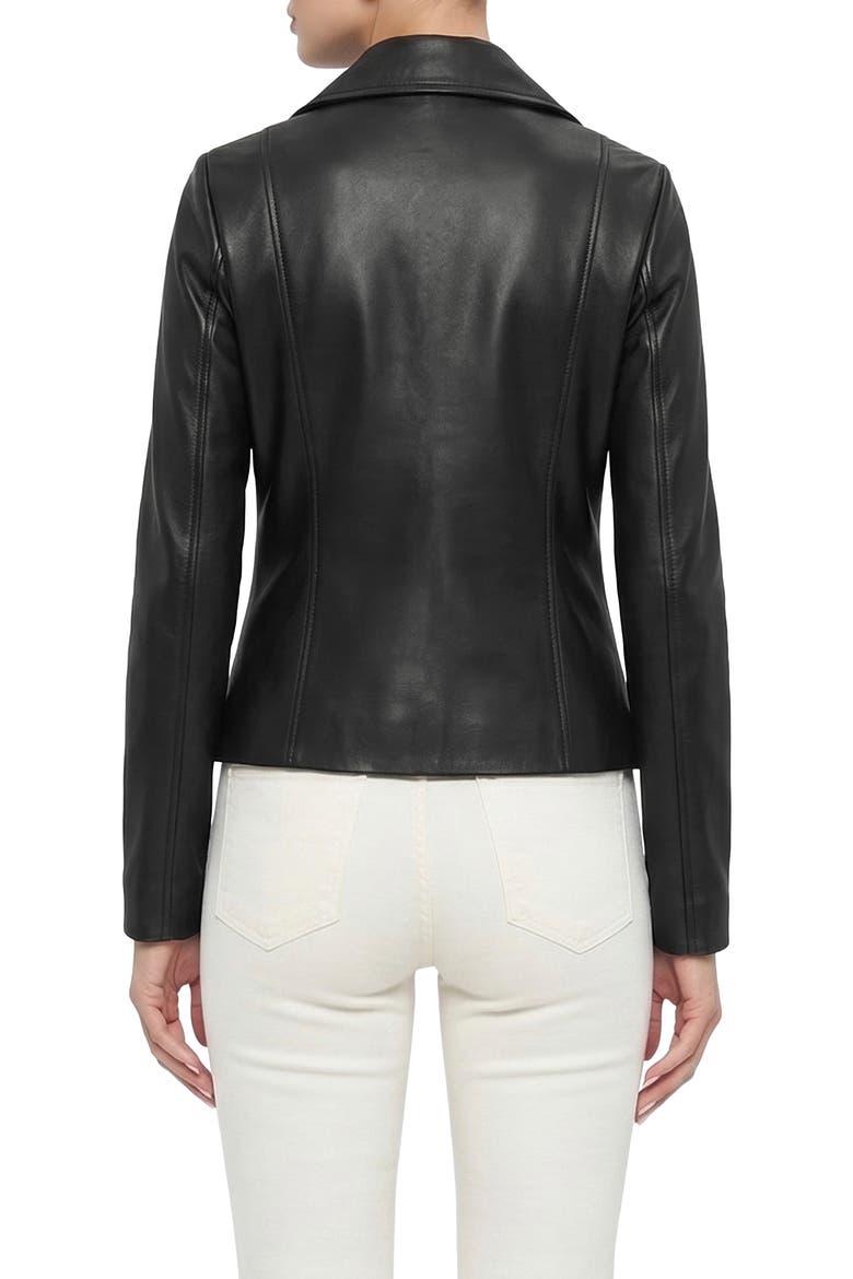 Genuine Nappa Leather Moto Zip Jacket, Alternate, color, BLACK