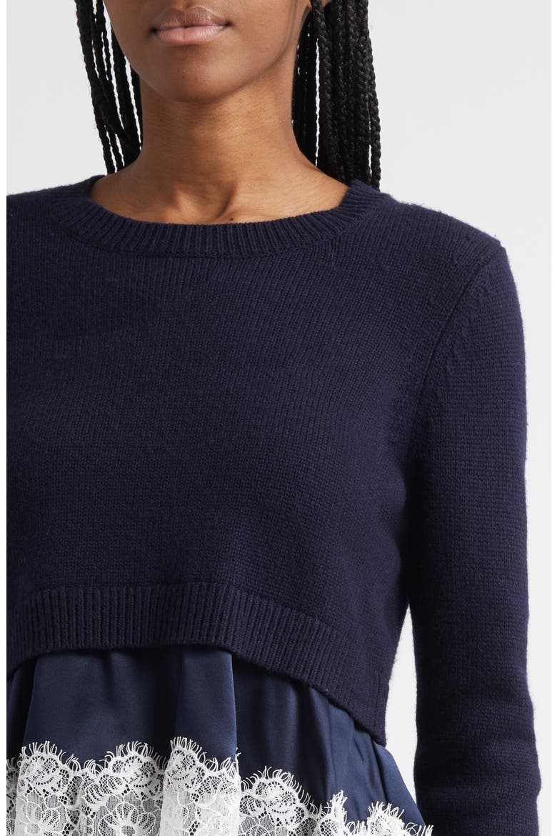 Zyla Mixed Media Sweater, Alternate, color, NAVY/NAVY/IVORY