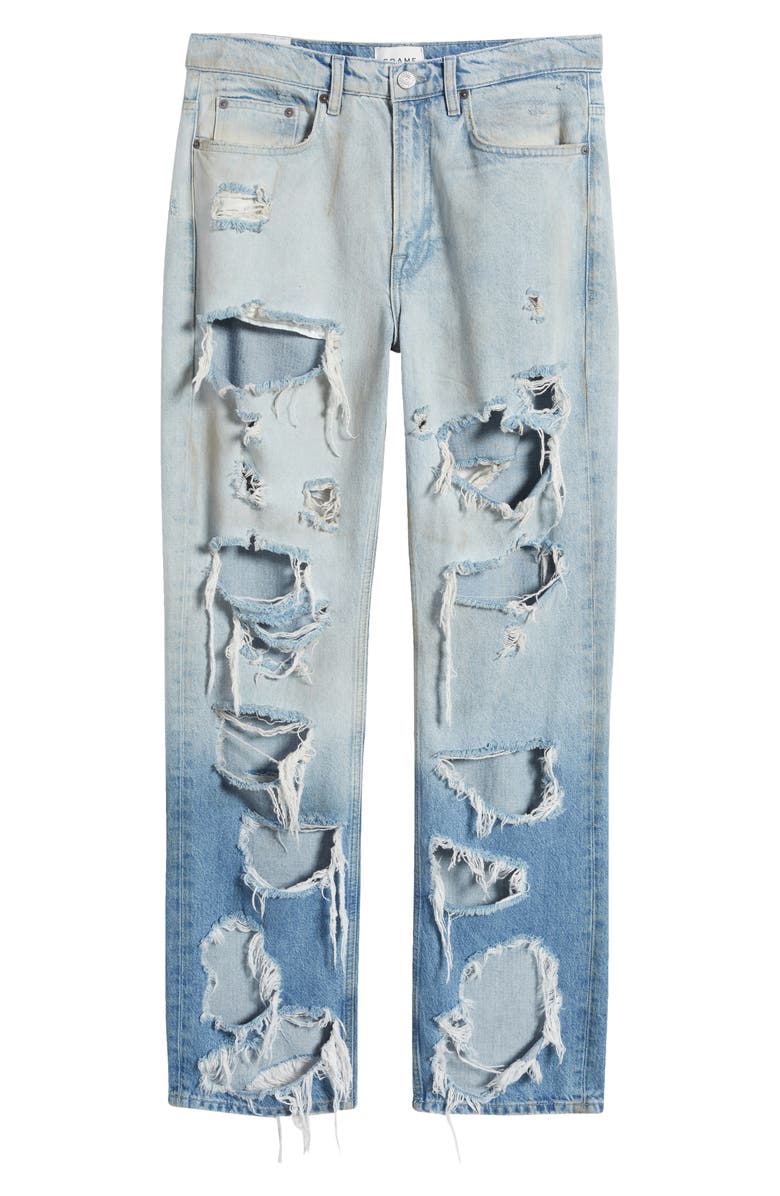 FRAME The Boxy Ripped Straight Leg Jeans, Alternate, color, Lagoon Rips