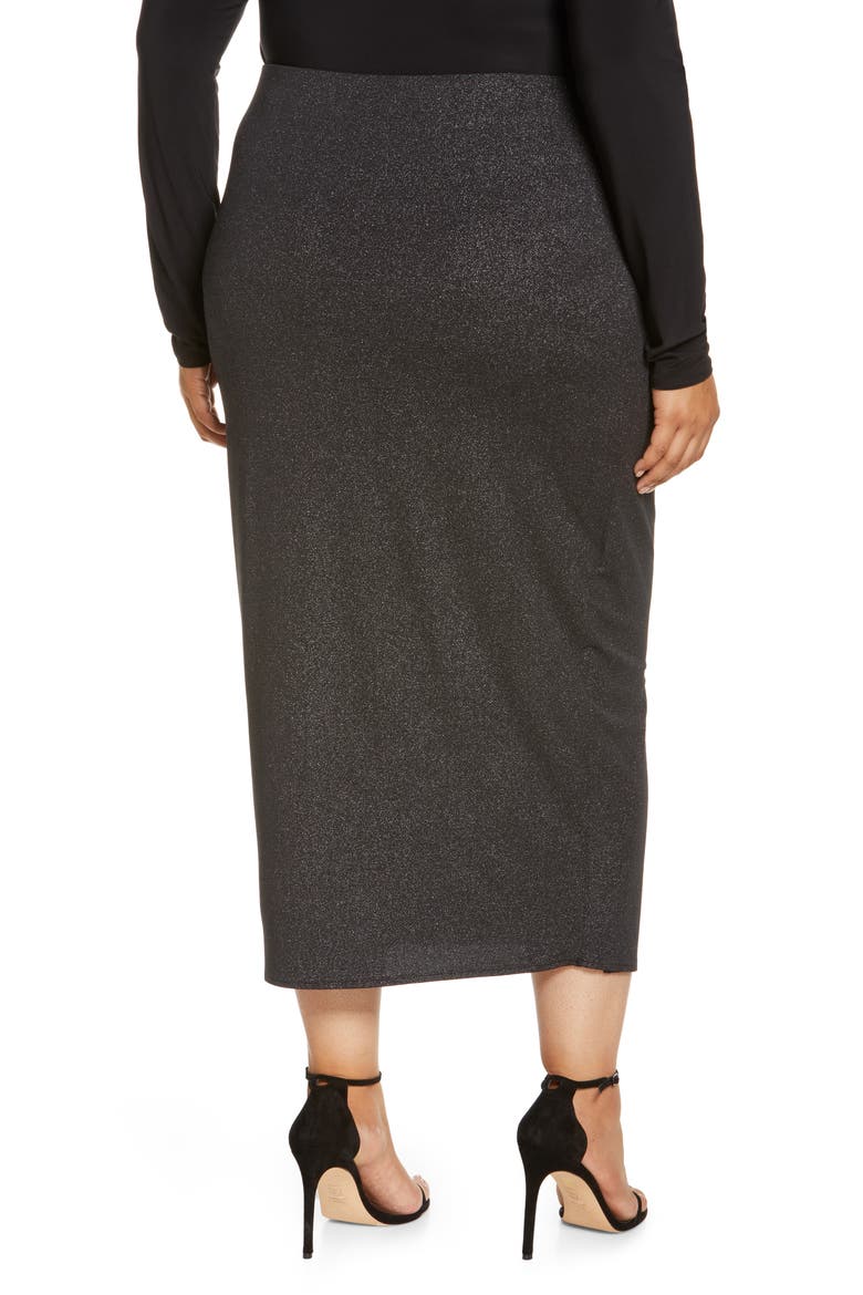 Draped Sparkle Midi Skirt, Alternate, color, BLACK