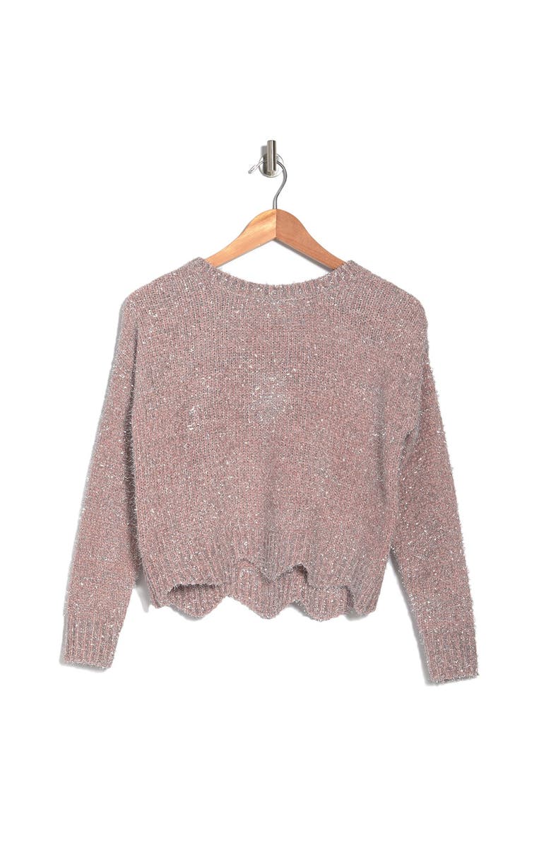 Love By Design Scallop Lurex Sweater, Alternate, color, 