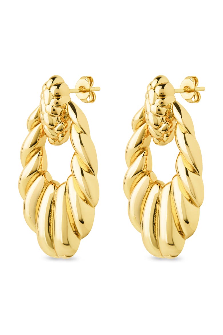 Enid Textured Doorknocker Drop Earrings, Alternate, color, GOLD