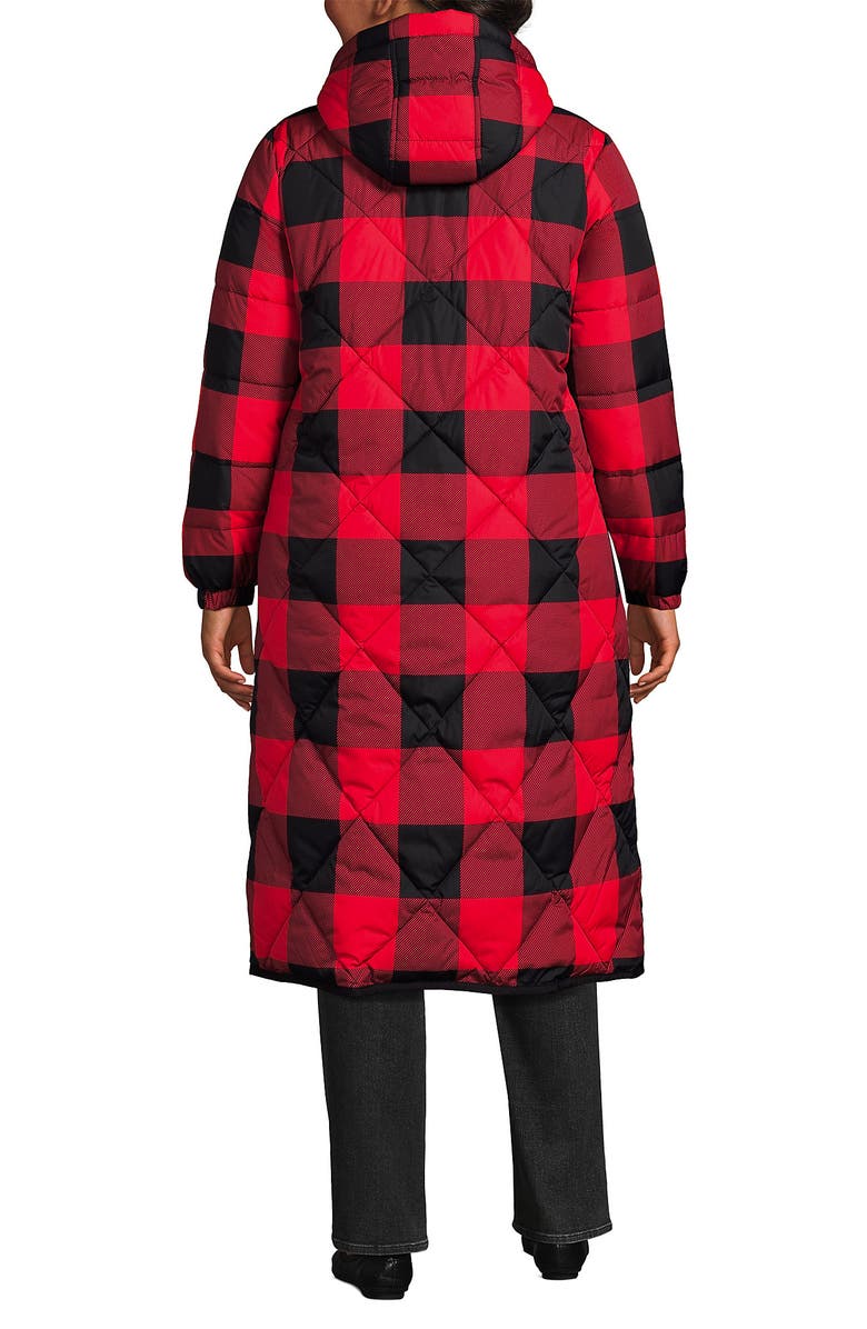 Lands' End Plus Size FeatherFree Insulated Diamond Quilted Maxi Coat, Alternate, color, Compass Red Check