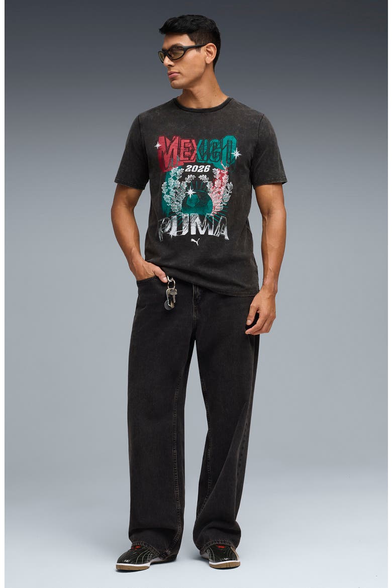 Fanpack '90s Bespoke Mexico Cotton Graphic T-Shirt, Alternate, color, PUMA BLACK/ WILD GREEN