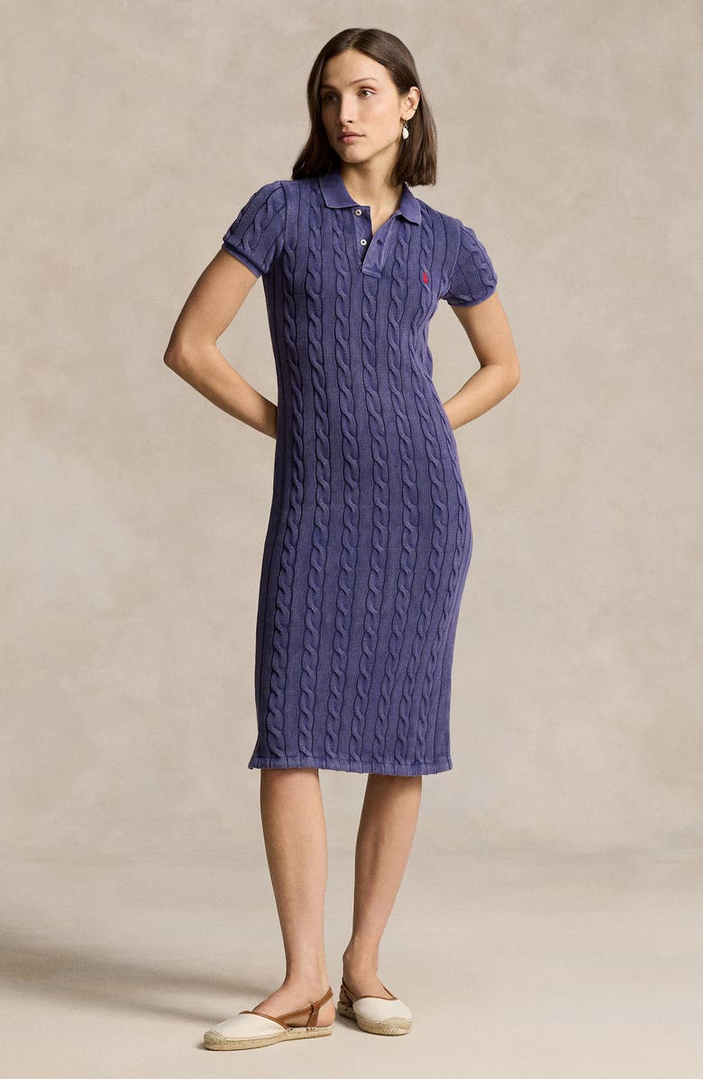 Polo Ralph Lauren Cable Knit Cotton Sweater Dress, Alternate, color, 