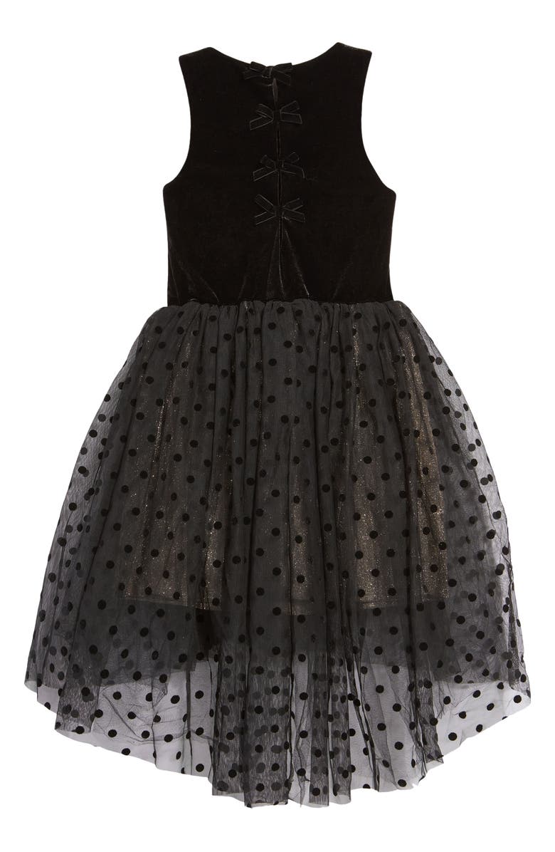 Zunie Kids' Velvet Bodice Flocked Spot Tulle Skirt, Alternate, color, 